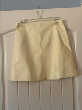 J. Crew Cream Faux Leather A-Line Mini Skirt
